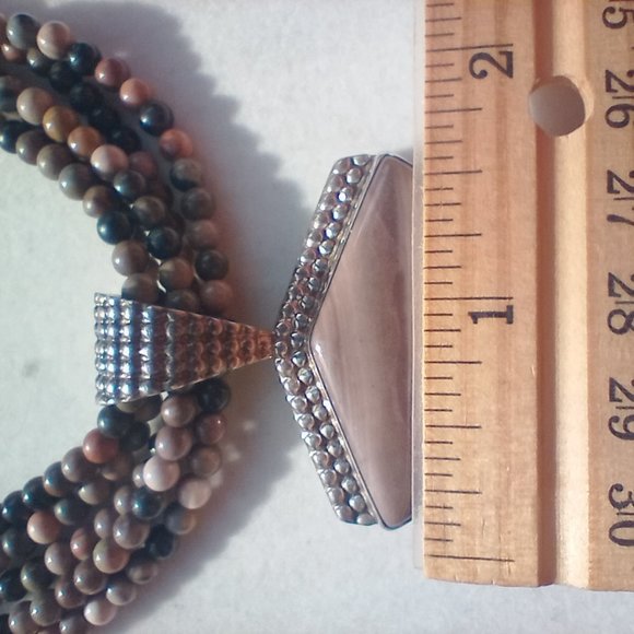 Jay King DTR 5 strand Jasper necklace and Jasper pendant 925 sterling silver, - Picture 8 of 12